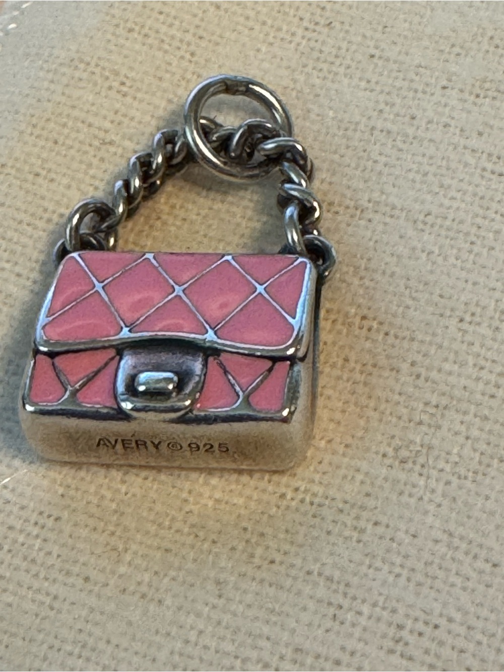 JAMES AVERY STERLING SILVER 925 3D PINK ENAMEL PURSE CHARM